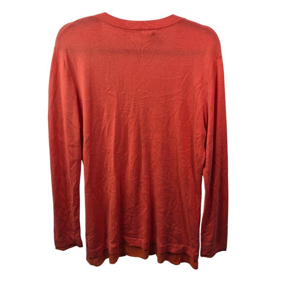 Neiman Marcus Sweater Womens XL Orange Silk Cashmere Cardigan Long Sleeve - Picture 2 of 10